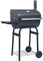 Barbecue a Carbone con Affumicatore e Ripiano Basso Nero 46649