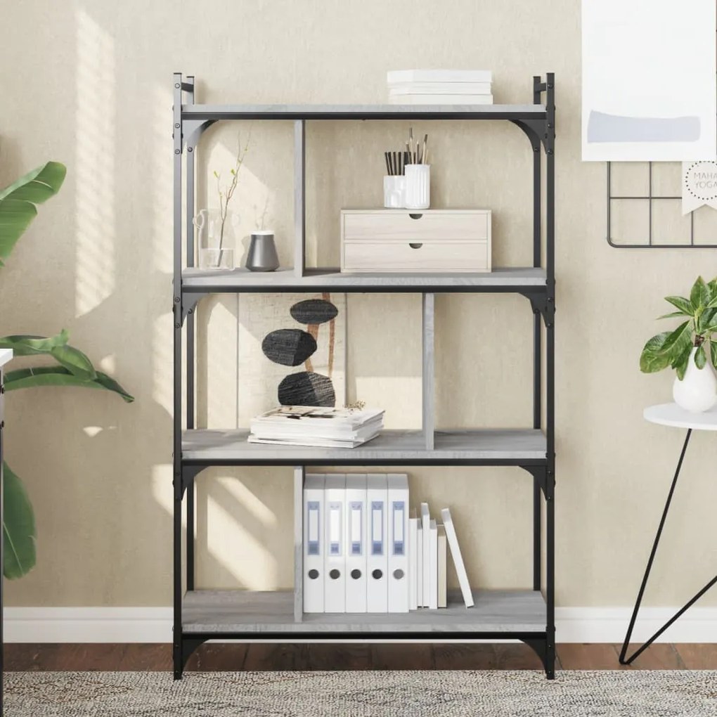 Libreria Grigio Sonoma 4 Ripiani 76x32x123 Cm Legno Multistrato /