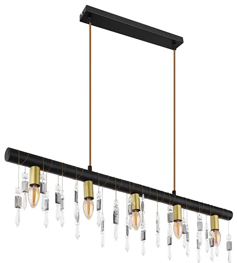 Globo 15532-5HB - Lampada a sospensione su cavo KIRA 5xE14/40W/230V nera