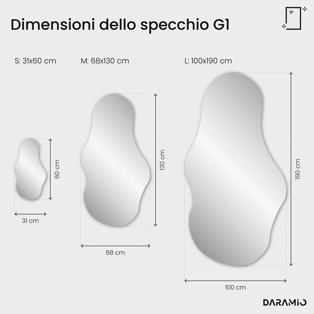 Specchio ondulato con luce LED G1