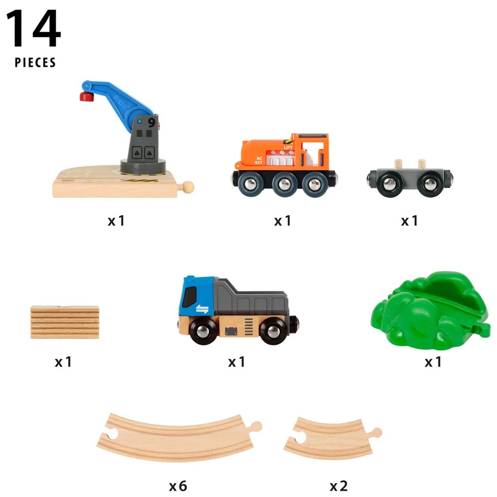 Brio - Set di mezzi da carico con gru