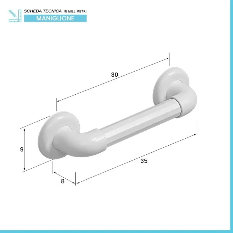 Maniglione di sicurezza per disabili 30 cm portata max 120 kg