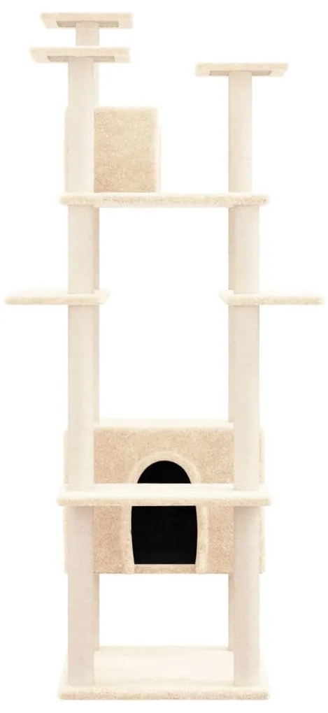 Albero per gatti con tiragraffi in sisal crema 162 cm