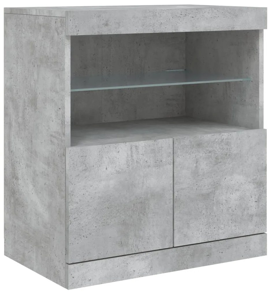 Credenza con luci led grigio cemento 60x37x67 cm