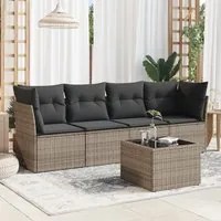 Set Divano da Giardino 5 pz con Cuscini Grigio in Polyrattancod mxl 111072