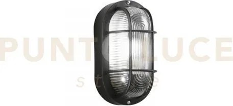 Plafoniera turtle nera ovale 1 luce attacco e27 ip54 12x10,5x20,5cm