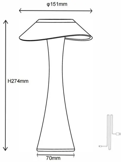 Globo 21025C-LED Lampada da tavolo ricaricabile dimmerabile AMBRA LED/2,5W/3,7V 2700K/4500K/6500K bianco