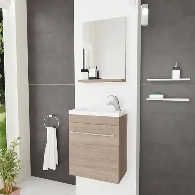 Mobile per bagno con lavabo specchio e pensile Mod. Smart 85