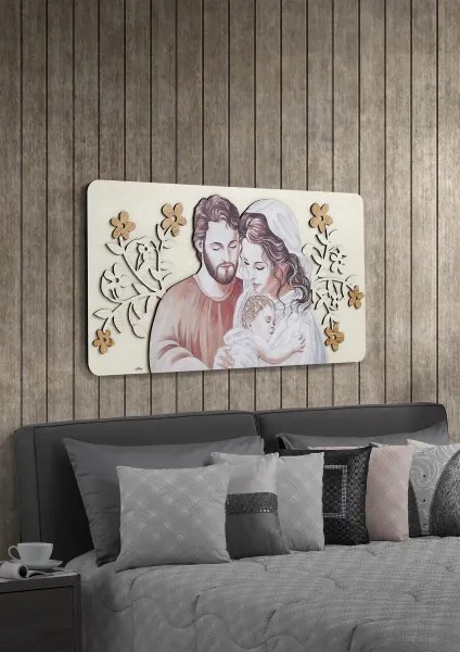 Capezzale moderno Sacra Famiglia 59x119 cm legno laminato Modello 1