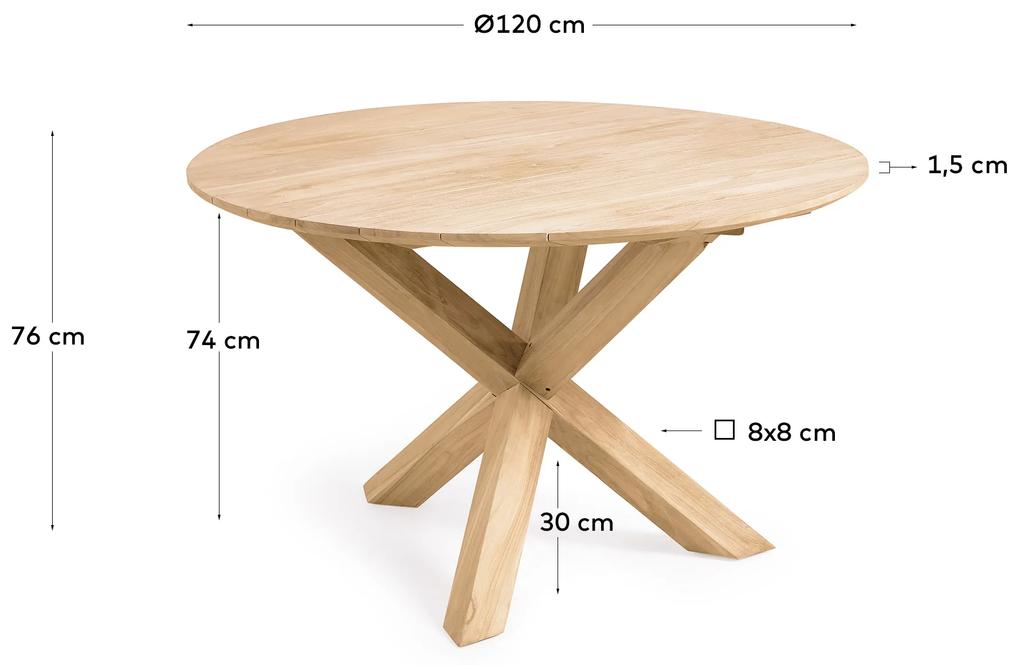 Kave Home - Tavolo rotondo da esterno Teresinha in legno massello di teak Ã˜ 120 cm
