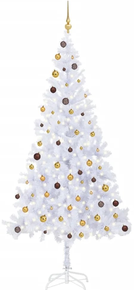 Albero di Natale Preilluminato con Palline e Rami Decorativi, Albero di Natale Preilluminato con Palline 210 cm 910 Rami