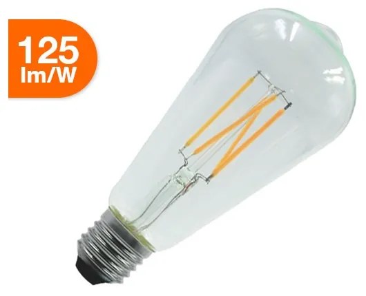 Lampada LED a Filamento ST64 8W - 125lm/W Colore  Bianco Naturale 4.000K