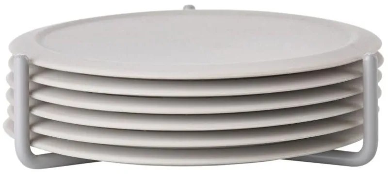 Sottobicchieri in silicone grigio chiaro in set da 6 con supporto Singles - Zone