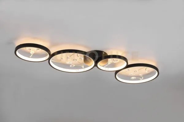 Groovy plafoniera led  37w 4600lm, 3000k 4 cerchi con decori gemme ...