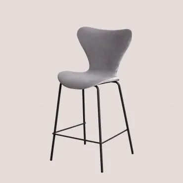 Sgabello Alto In Velvet Uit Style Grigio Chiaro & ↑66 Cm & Nero - Sklum