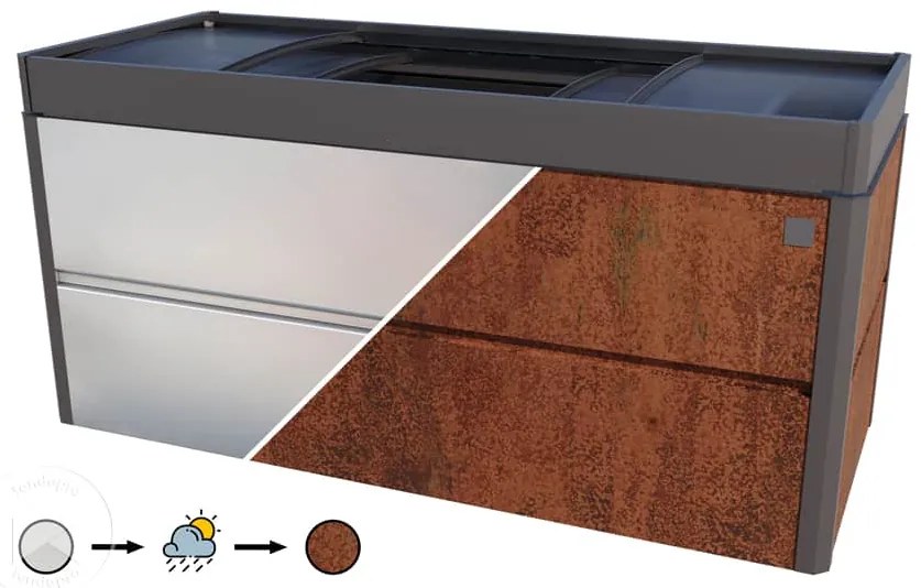 PRIMEYARD 200 x 85 x 77 cm Orto rialzato, acciaio corten, look ruggine, con telaio freddo di copertura - (GFPV00789)