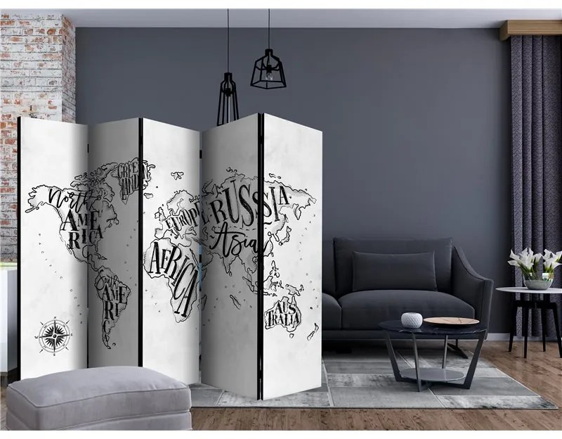 Paravento  Retro Continents (Grey) II [Room Dividers]  Colore ---, Dimensioni e Misure 225x172