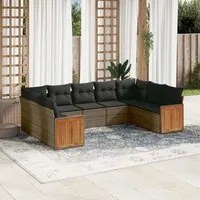 Set Divano da Giardino 9 pz con Cuscini Grigio in Polyrattan 3260359