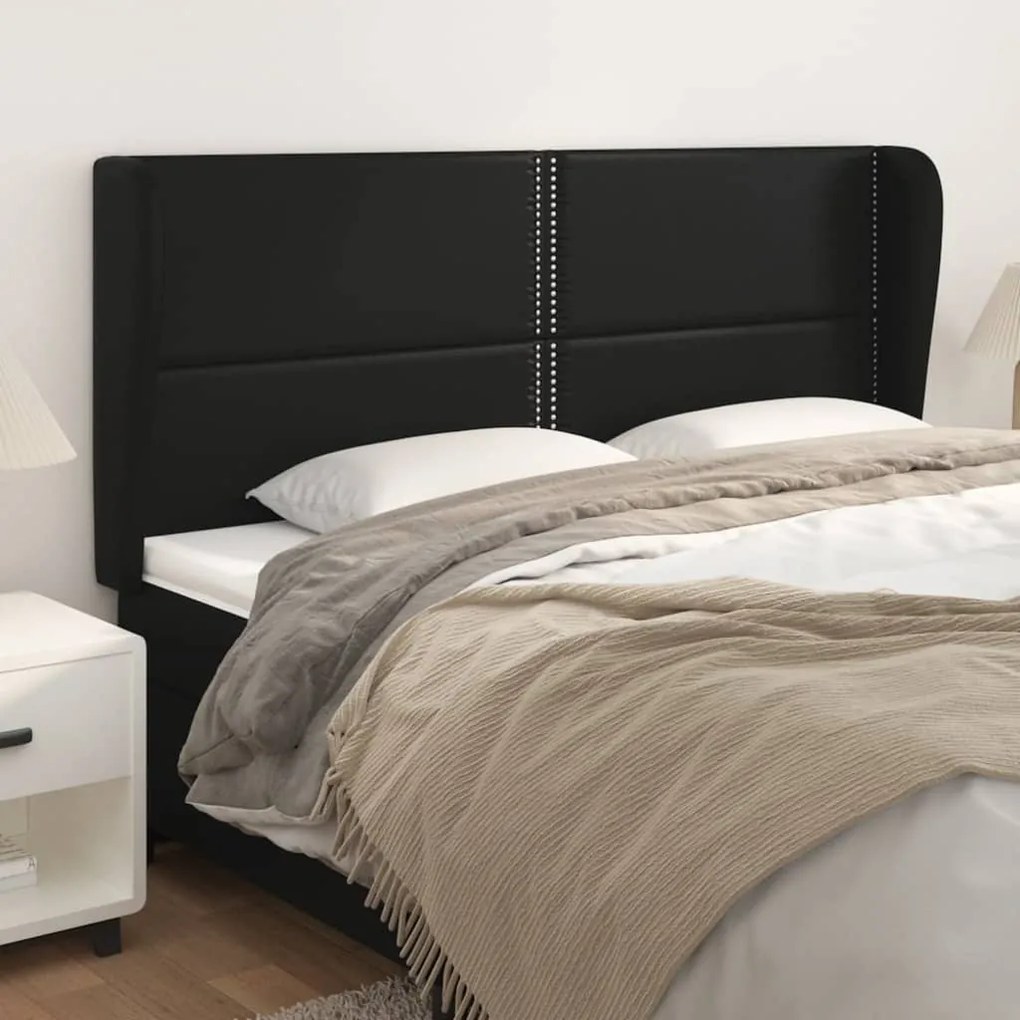 Testiera Ad Orecchio Nera 203x23x118/128 Cm İn Similpelle /