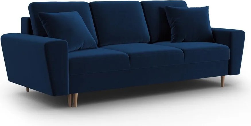 Divano blu allungabile e con contenitore con rivestimento in velluto 235 cm Kyoto – Cosmopolitan Design