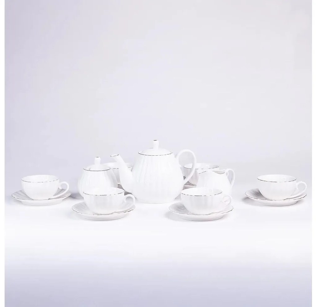 Set da caffè in porcellana, 15 pezzi, bianco