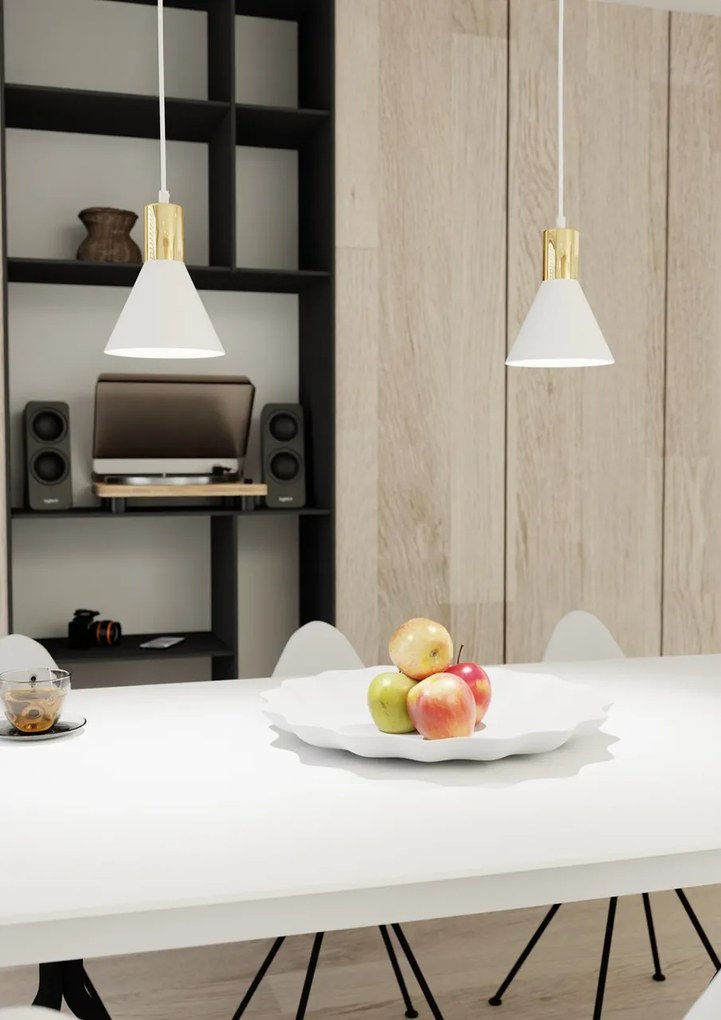 Lampada a sospensione in acciaio ROSA 1 nero/bianco e oro E14