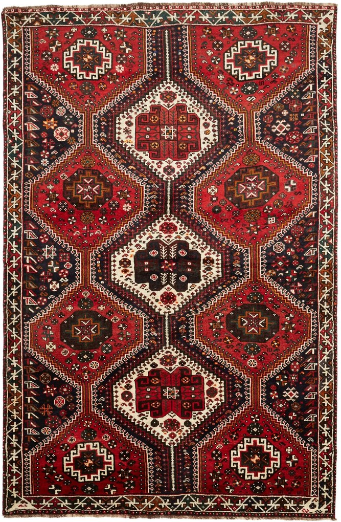 Shiraz Tappeto 270x180 Rosso (Iran) Annodato A Mano