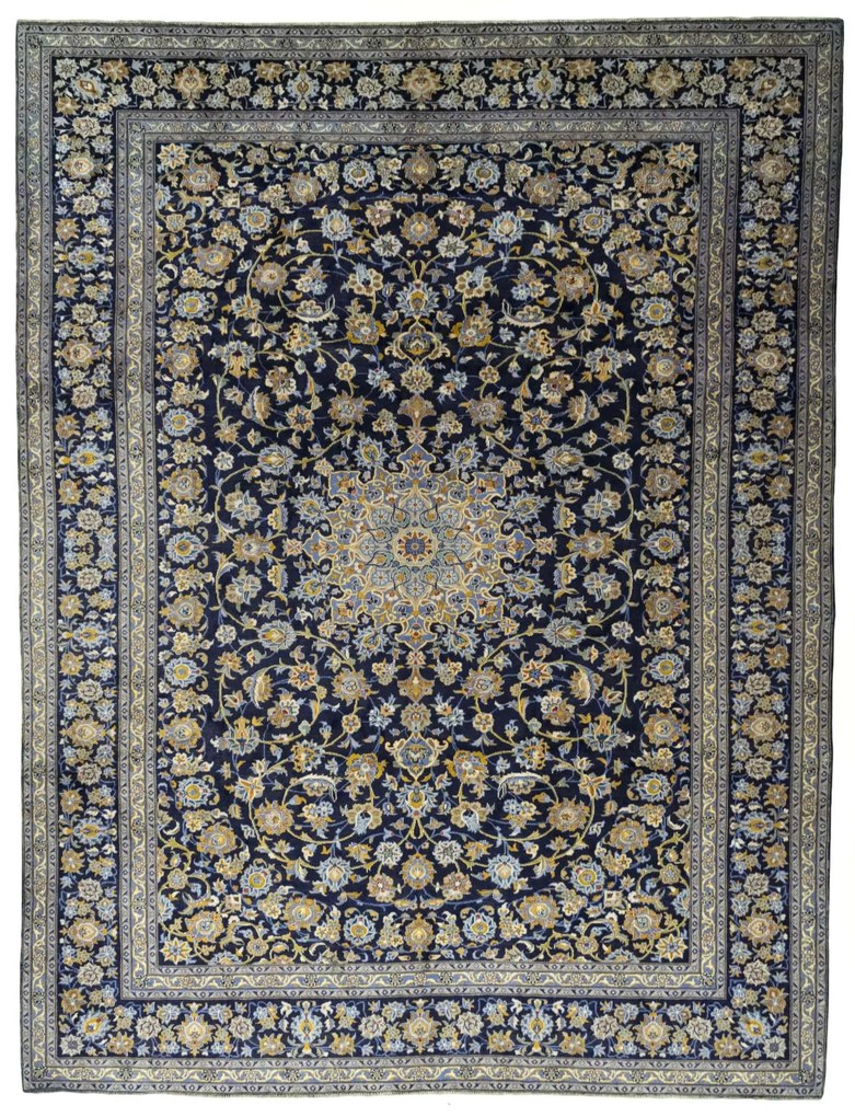 Kashan Tappeto persiano 400x300 Blu (Iran) Annodato A Mano