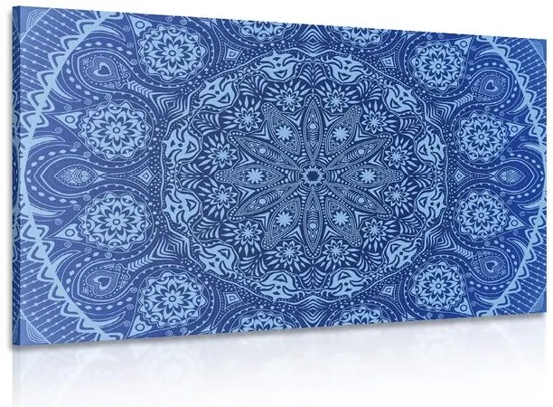 Quadro su tela – Mandala ornamentale con pizzo in blu