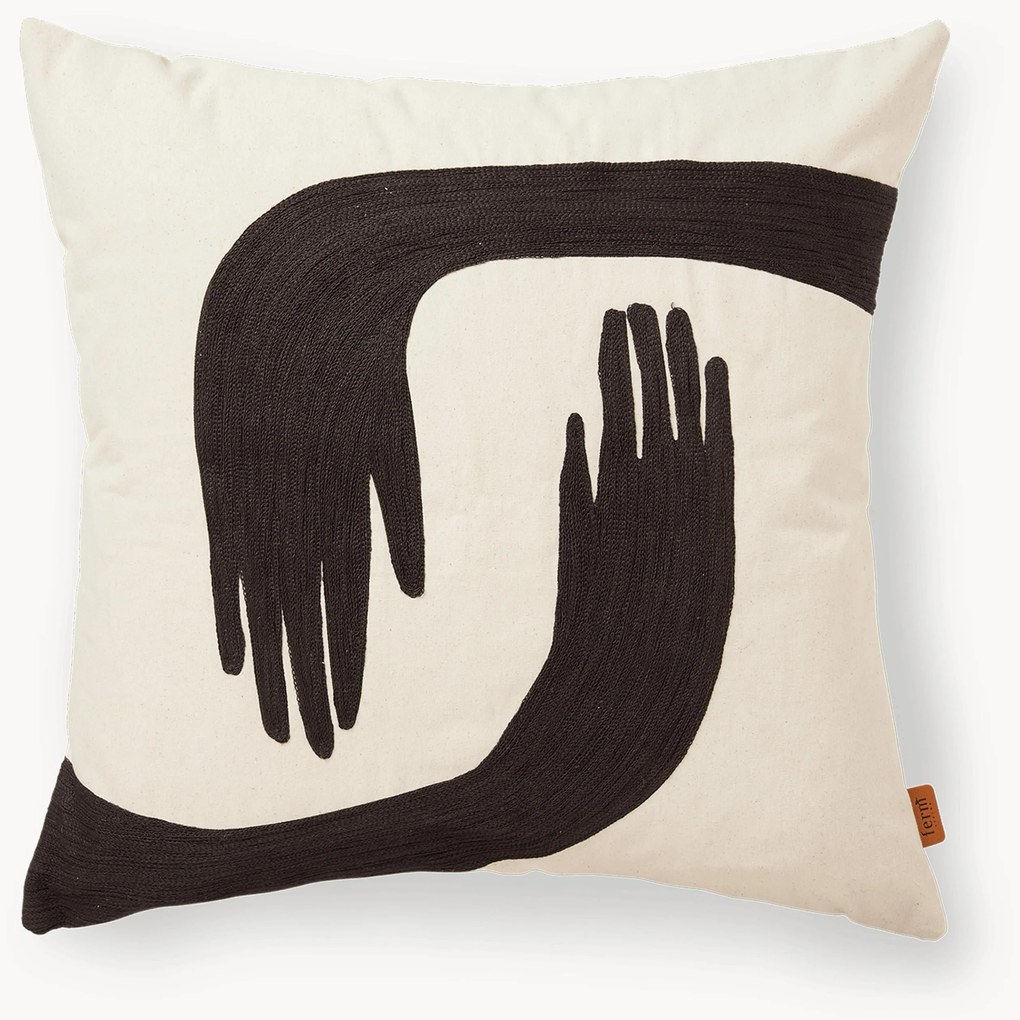 Cuscino ricamato a mano in cotone organico Pose