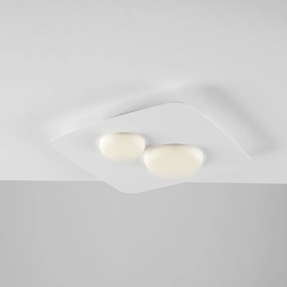 Plafoniera Moderna Led Integrato 33x33 Metallo e Alluminio Bianco Serie Megan