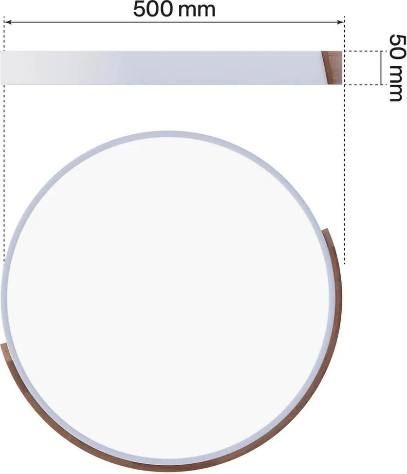Plafoniera LED Rotonda 36W CCT Ø500mm Legno/Bianco