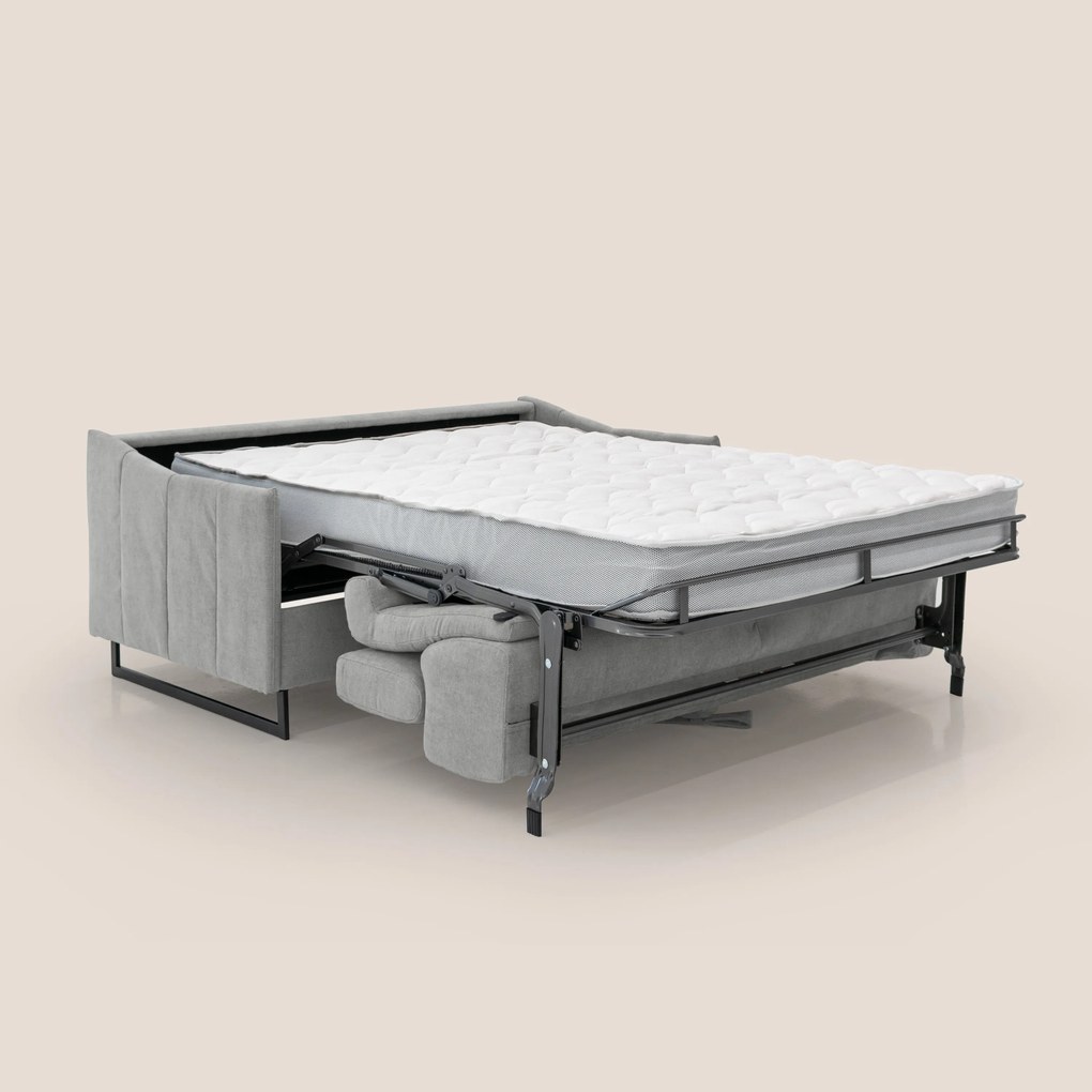 Loto divano letto salvaspazio materasso H18 cm con piedi alti in morbido tessuto impermeabile T14 grigio chiaro