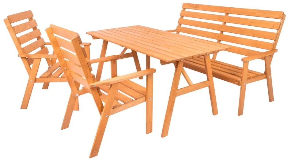 Set da pranzo da giardino in legno massiccio per 4 persone Sylva - Rojaplast