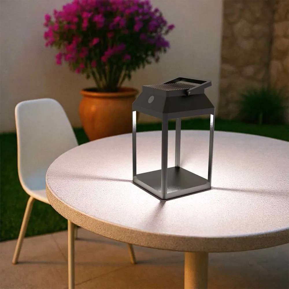 Lanterna Portatile Ricaricabile Solare e USB Nera Dimmerabile Colore Bianco Naturale 4.000K