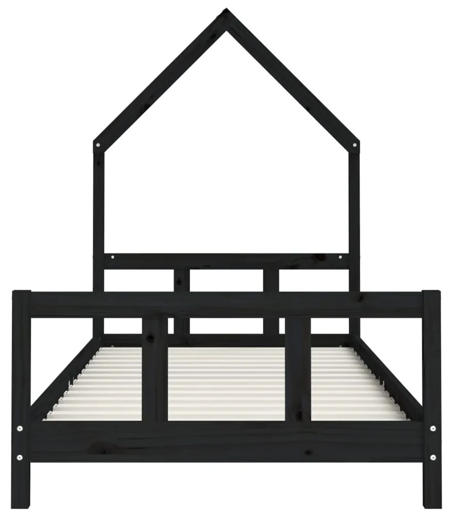 Giroletto per bambini nero 90x190 cm in legno massello di pino