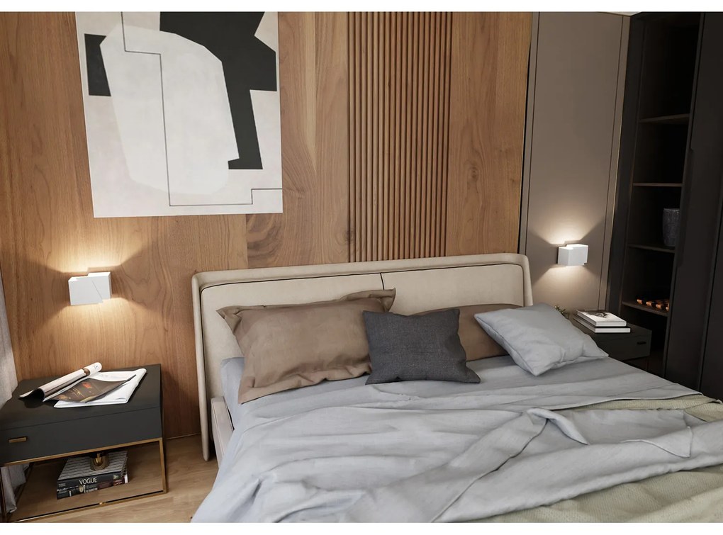 Applique Moderna 1 Luce Bjorn A Forma Geometrica In Acciaio Bianco