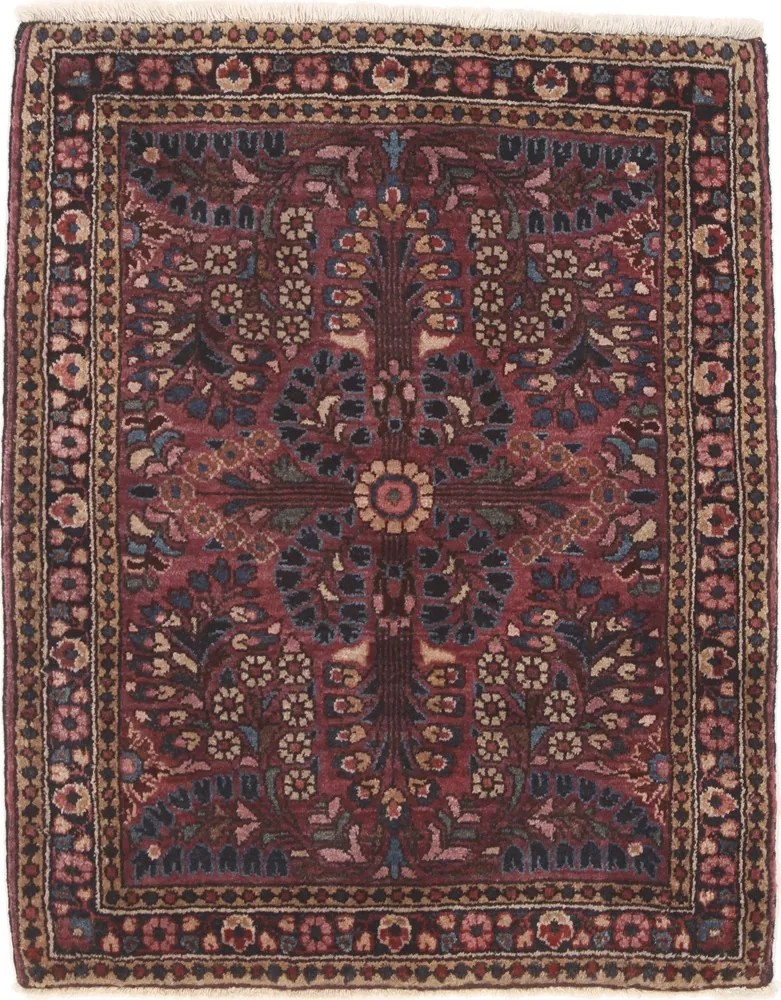 Sarouk Tappeto 80x60 Rosa (Iran) Annodato A Mano