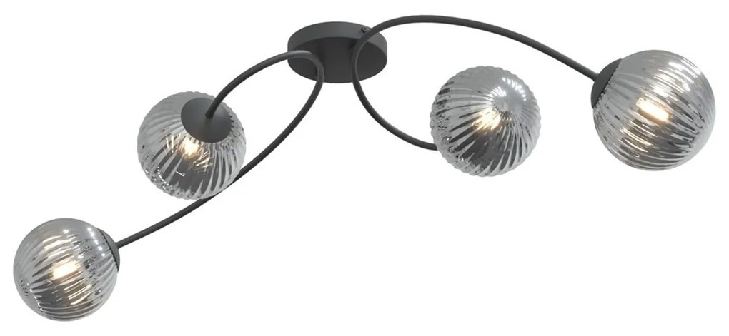 Lampada da soffitto in acciaio e vetro VIBRA 4 da interno 4xE14