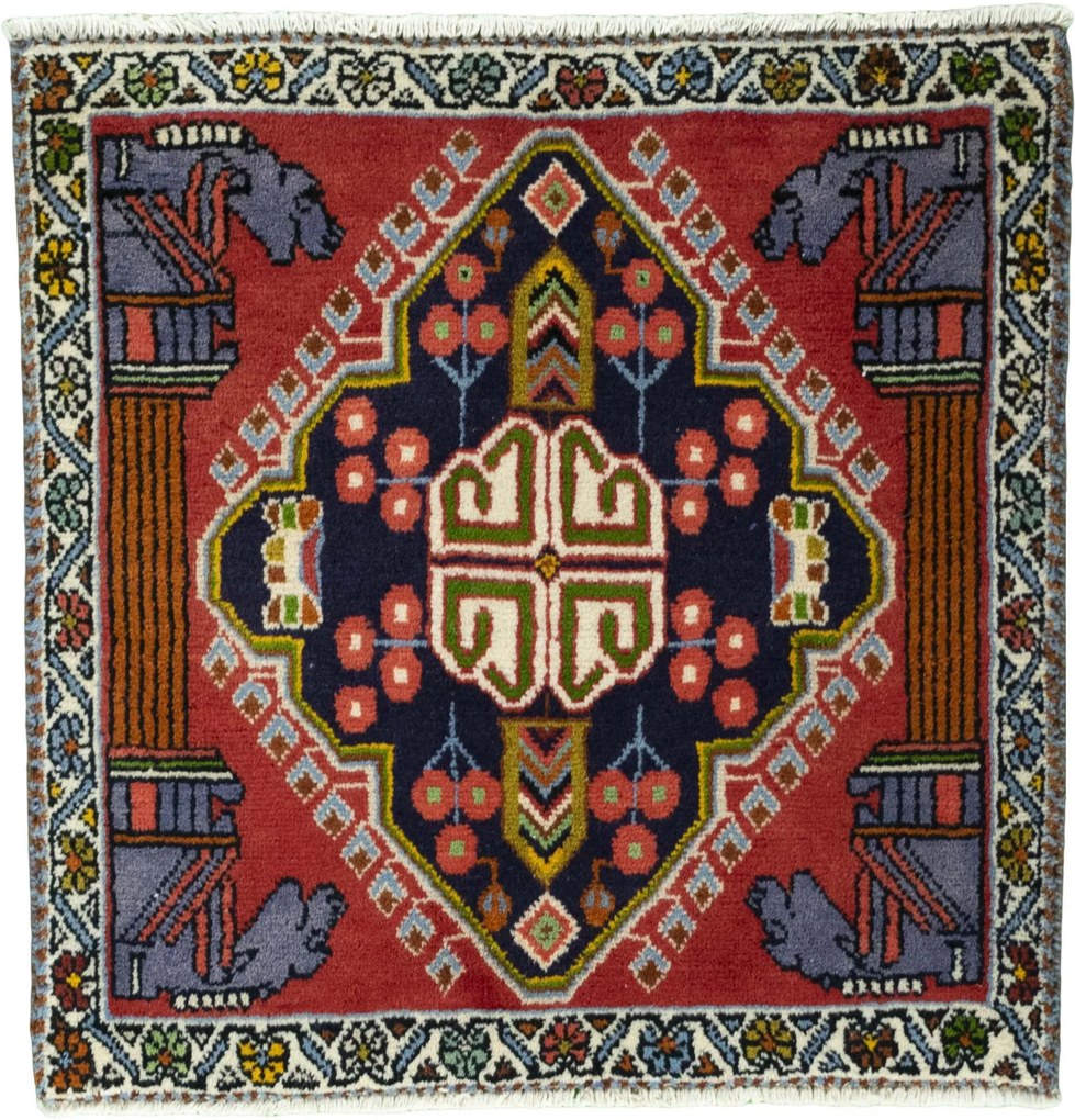 Shiraz Tappeto persiano 60x60 Rosso (Iran) Annodato A Mano