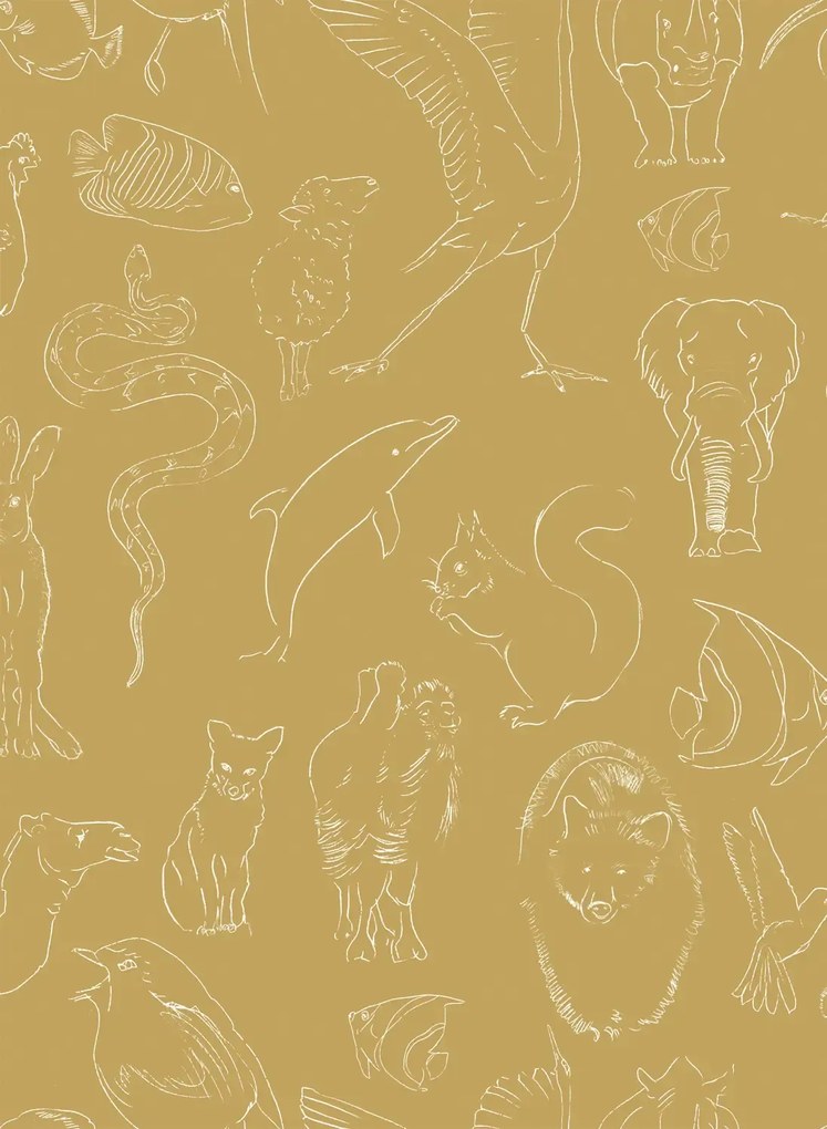 Coordonne Carta da parati Zoology - Curry