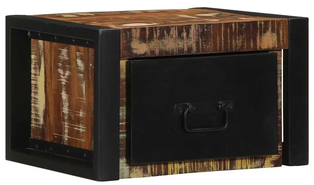 Comodino Multicolore 40x35x25 Cm İn Legno Massello Recupero /