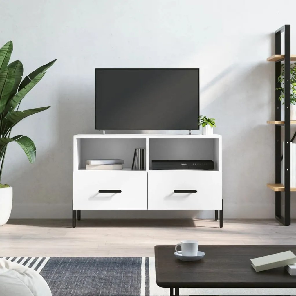 Mobile Porta Tv Bianco 80x36x50 Cm İn Legno Multistrato /