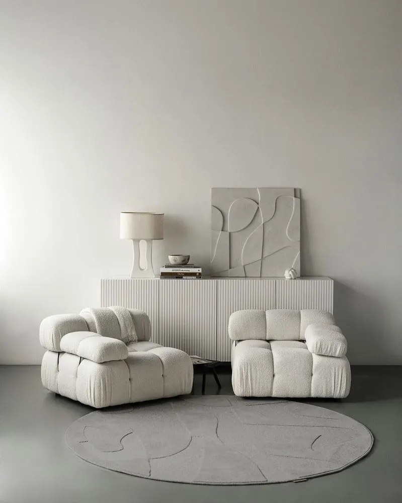 Tappeto rotondo in lana grigia ø 200 cm Morphic Botanica - Agnella