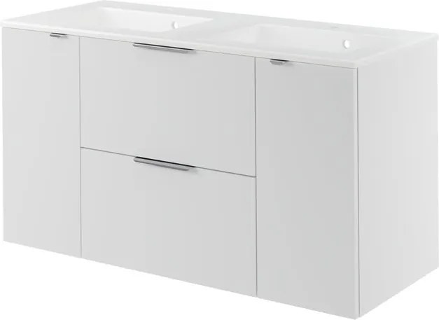 Mobile da bagno sospeso sotto lavabo L 60 x H 64 x P 48 cm bianco laccato opaco, 2 cassetti 2 ante SENSEA Neo