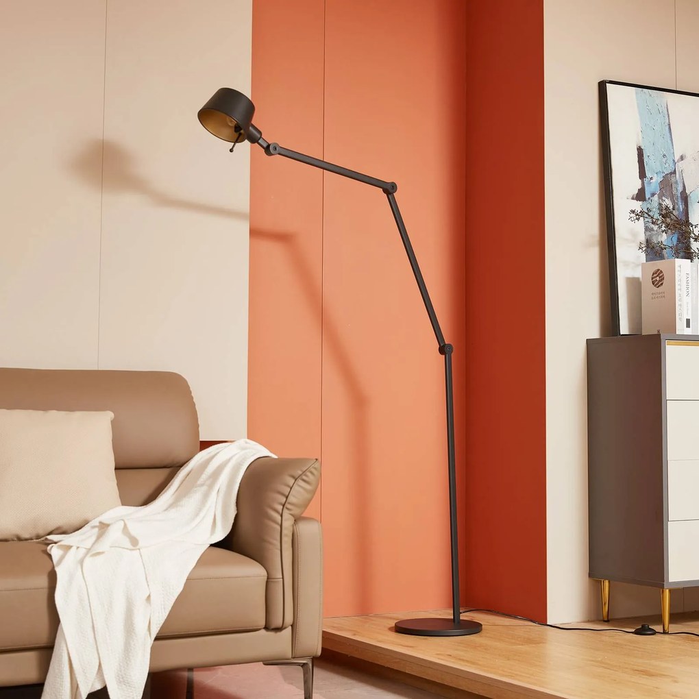 Lampada da terra Silka Lucande, Nero, Studio / Ufficio, Metallo, Moderno, Lampada da terra