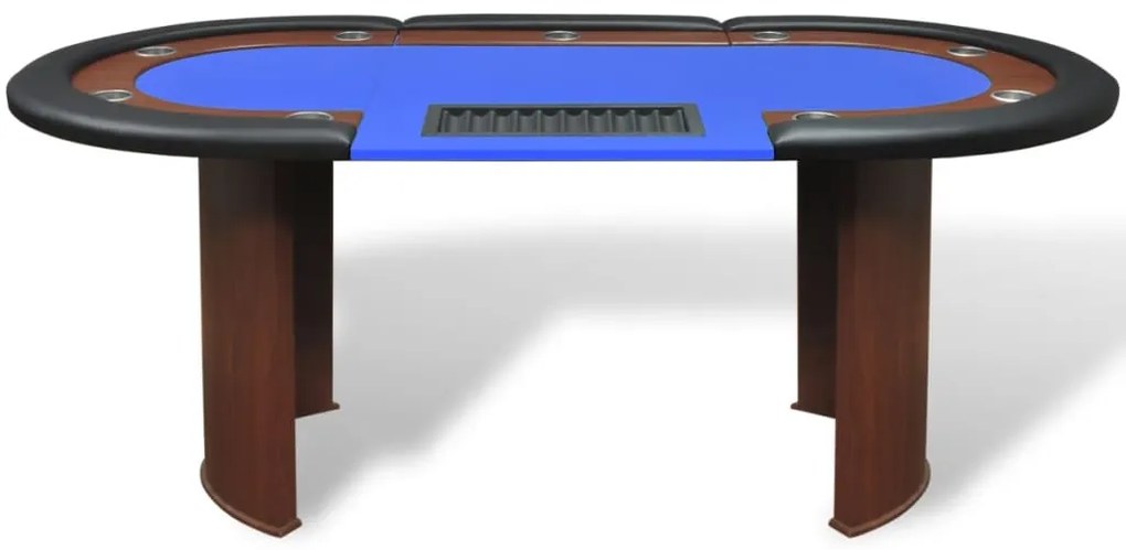 Tavolo da poker 10 giocatori postazione dealer vassoio chip blu