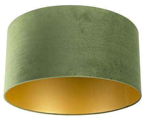 Paralume in velluto verde 50/50/25 con interno dorato
