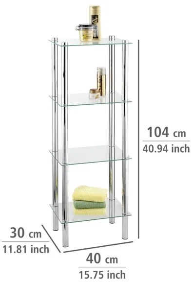 WENKO 15853100 - Scaffale YAGO 40x104 cm acciaio inox/argento/trasparente