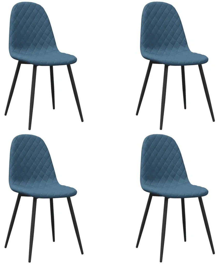 Sedie da pranzo 4 pz blu in velluto